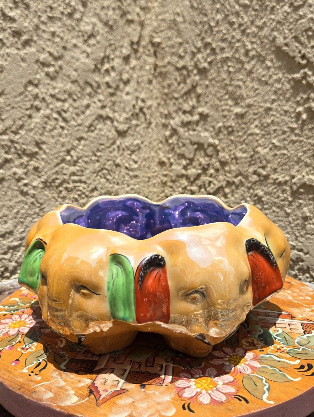 VTG Lusterware Elephant Planter Made in Japan Mid Century Pottery Lucky 30s Rare